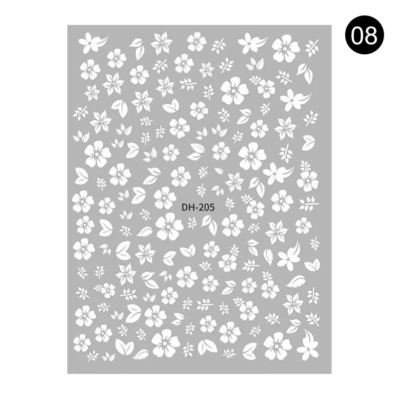 Series 2 - 08 1 Sheet 3D Nail Stickers Self-adhesive Stripe Shape Flowers Element Mixed Patterns Transfer Decals Nail Decoration for Nail Art - Color: Series 2 - 08