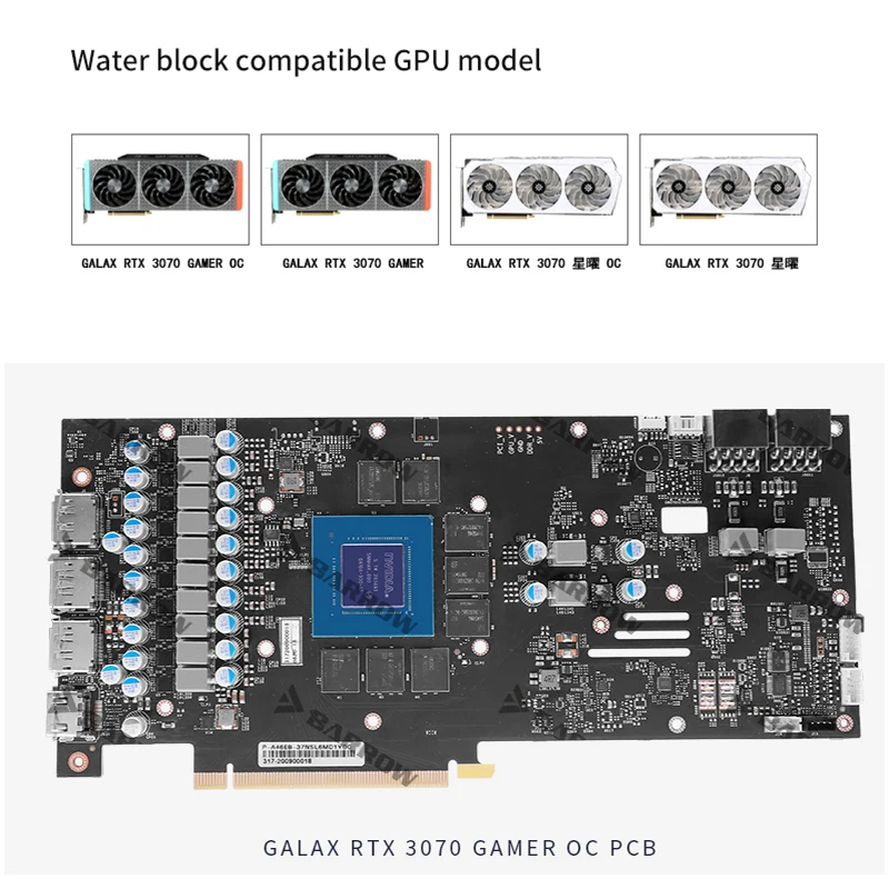 

BARROW Full coverage Water Cooling Block use for GALAX RTX 3070 GAMER OC GPU Card copper radiator block 5V 3PIN Header A-RGB