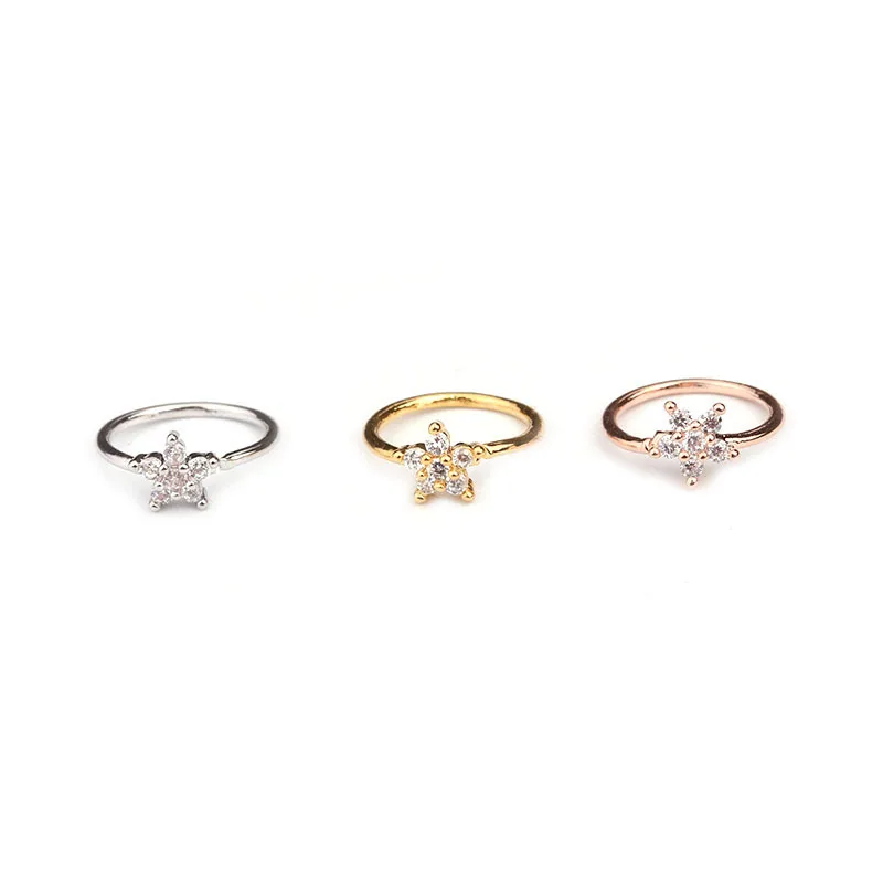 Small Loop Nose Piercing Body Jewelry Cz Rhinestone Hoop Nostril Ring Circle Flower Helix Cartilage Women Girls | Украшения и