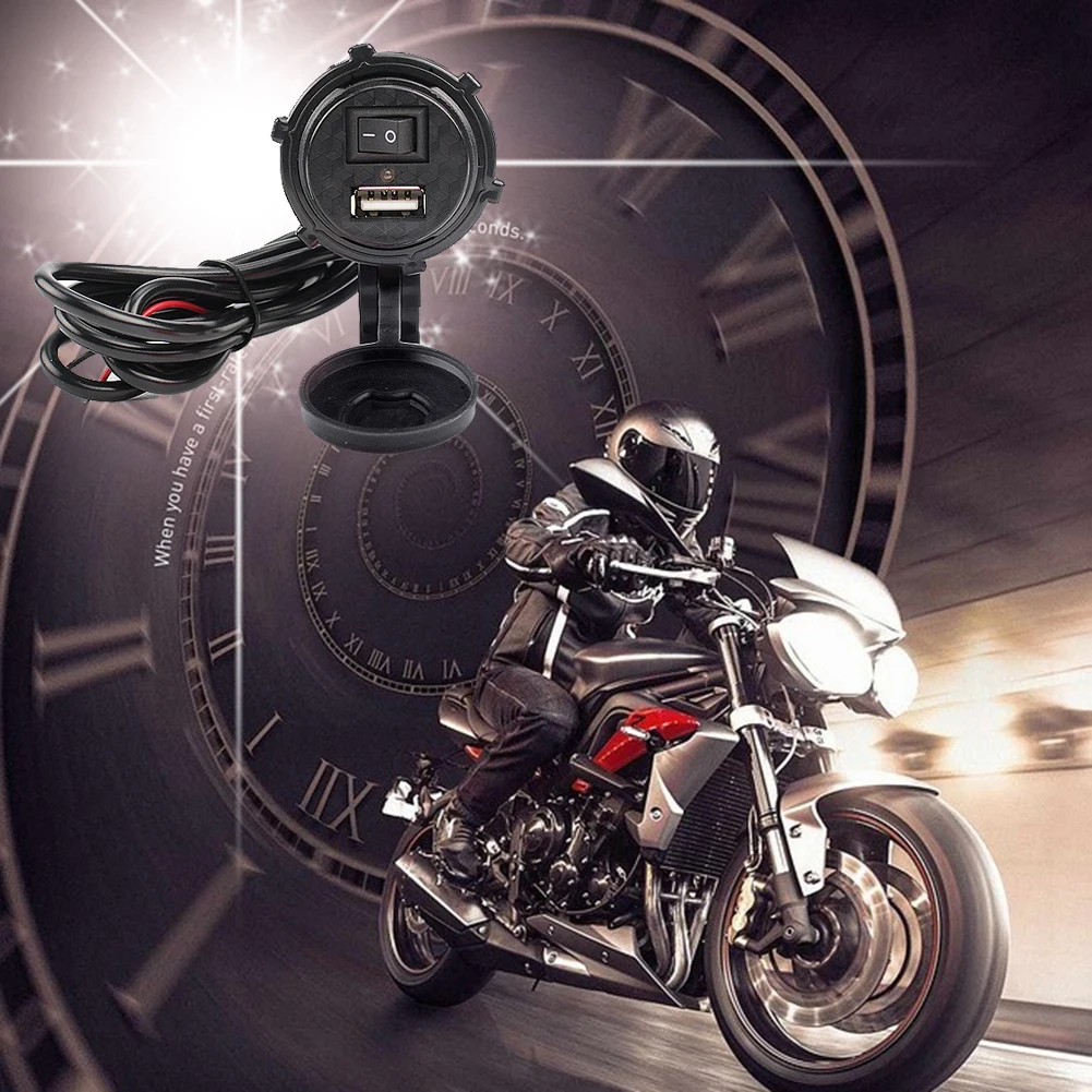

Motorbike Motorcycle Charger Mobile Phone Charger with Switch Cigarette LighterAdapter Power Supply Socket for Phone Mobile