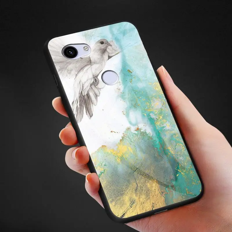 Чехол из закаленного стекла для Google Pixel 3A 4 XL 3 2 мраморный узор гладкий глянцевый