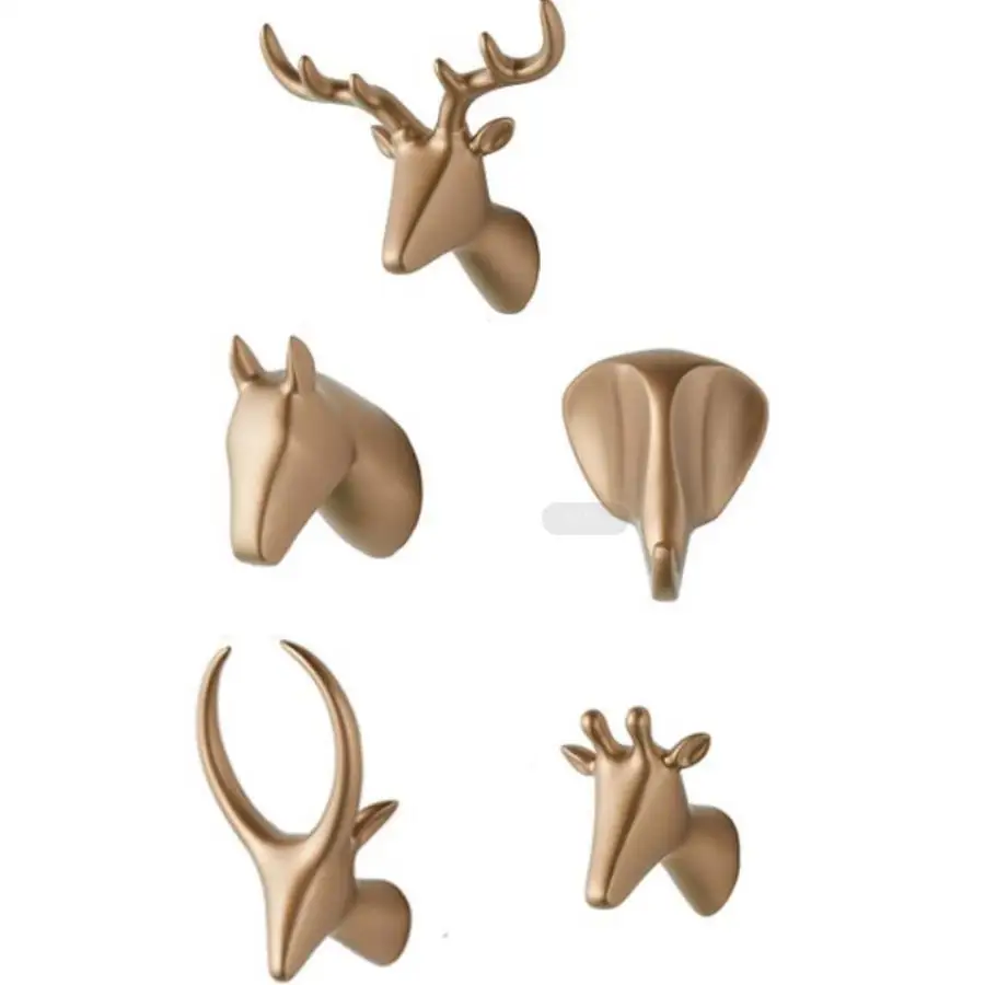 LCH Modern European Style Creative Resin Animal Art Handmade Cloth Hook Keys Holder Door Knob Pull Clothes | Обустройство дома