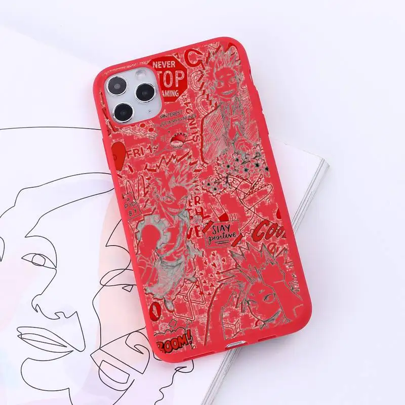 

My Hero Academia Anime Phone Case Red Candy Color for iPhone 6 7 8 11 12 s mini pro X XS XR MAX Plus