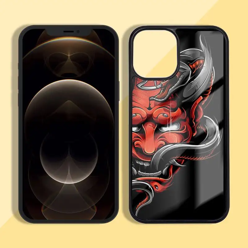 

Japanese samurai oni mask Phone Case Silicone TPU+PC For iPhone 11 12 mini Pro MAX 5 6 7 8 Plus Samsung Note20 10 Plus S7 8