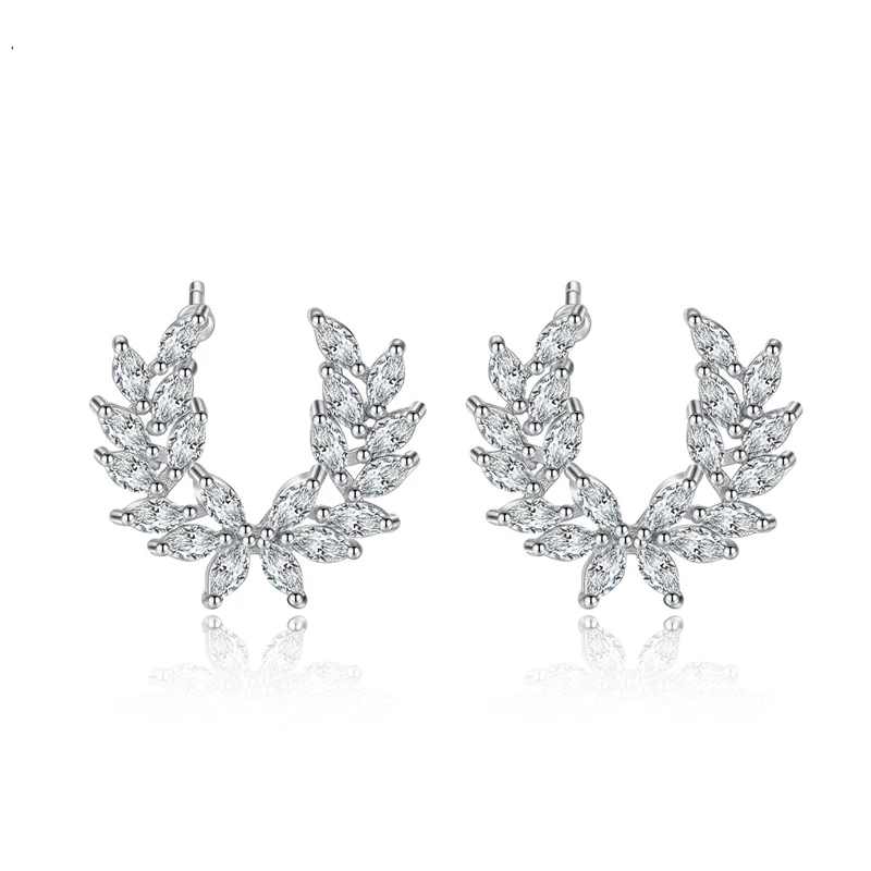 

2020 New Fashion Feather Stud Earrings for Women Wedding Party Jewelry Angle Wing Stone Earrings Leaf Christmas Gifts