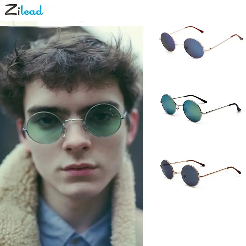 

Zilead Round Metal Sunglasses Vintage Color Lens Sun Glasses Women Men Anti-UV Driving Shades Eyewear Retro Classic Brand Design