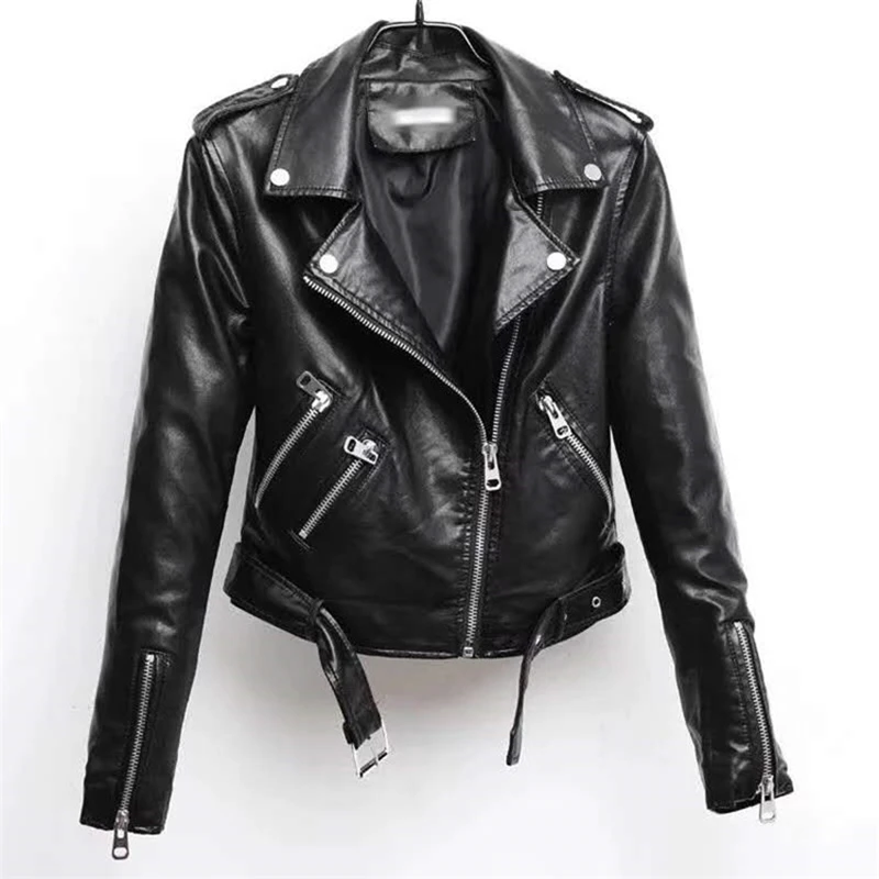 Brand Motorcycle PU Leather Jacket Women Winter And Autumn New Fashion Coat  2 color Zipper Outerwear jacket New 2021 Coat HOT enlarge