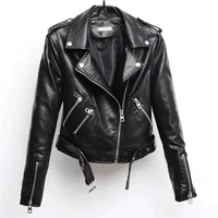 brand motorcycle pu leather jacket women winter and autumn new fashion coat 2 color zipper outerwear jacket new 2021 coat hot