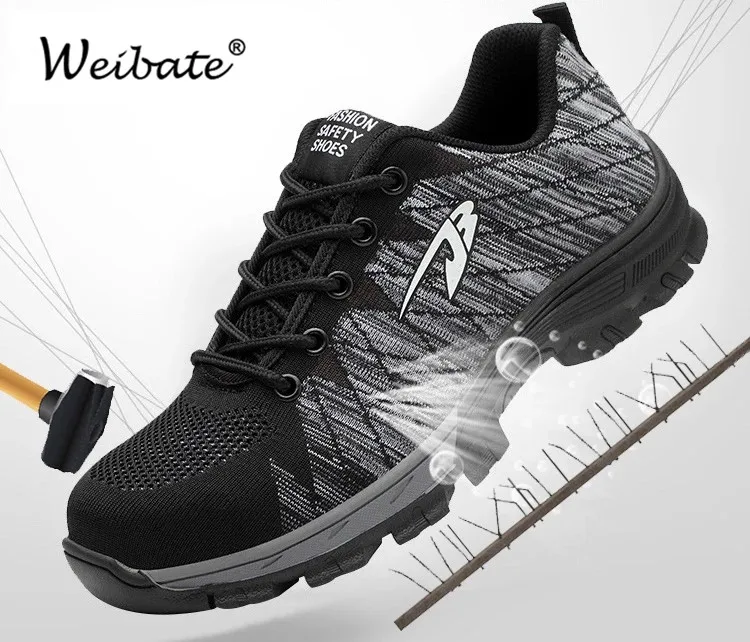 

Уличные мужские и женские защитные меховые ботинки WEIBATE со стальным носком, непробиваемые рабочие ботинки для строительства, женские дышащ...