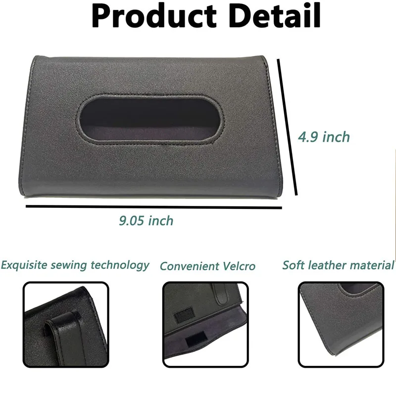 

Car Tissue Mask Holder,Black PU Leather Tissue Box, Sun Visor Napkin Holder, Hanging Car Visor Tissue Holder for Universal Auto