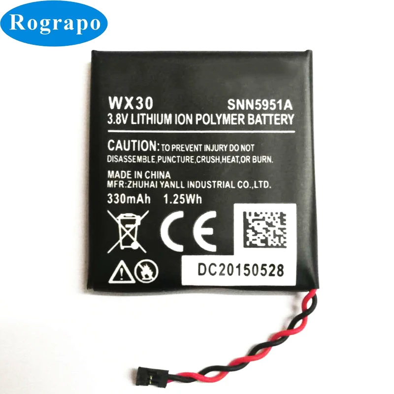 Оригинальный аккумулятор 330 мАч WX30 SNN5951A для Motorola Moto 360 1st-Gen 2014, аккумуляторы для умных часов