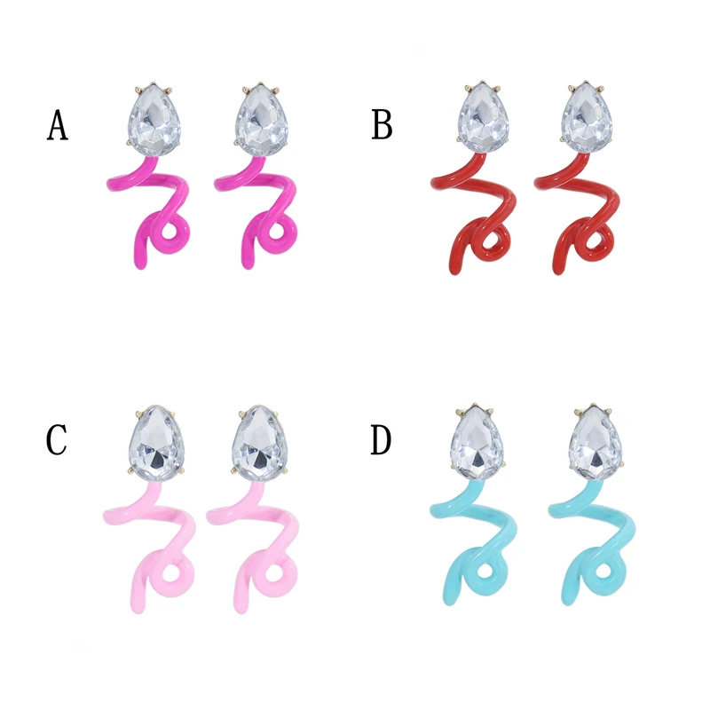 

KOJ INS Creative Unusual Stud Earrings For Women Fashion Diamond Stainless Steel Earrings Girls Summer Aluminum Piercing Jewelry