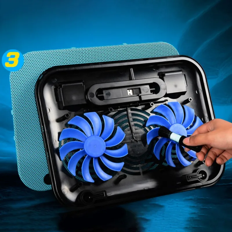 Охлаждающая подставка для ноутбука 2 воздушных вентилятора низкий уровень шума