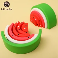lets make 6 pieces silicone watermelon puzzle montessori toys baby stacking building blocks educational toy children gift