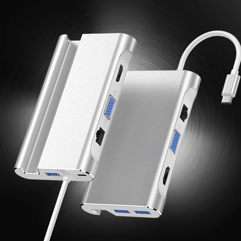 USB Type c док станция 7 в 1 с мобильный телефон кронштейном концентратор