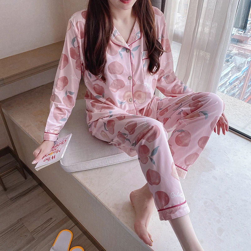 

In Autumn, A Variety of New Flower Long-sleeved Trousers Cardigans Suit Ladies Pajamas for Women Sleepwear Kawaii Pajama Set