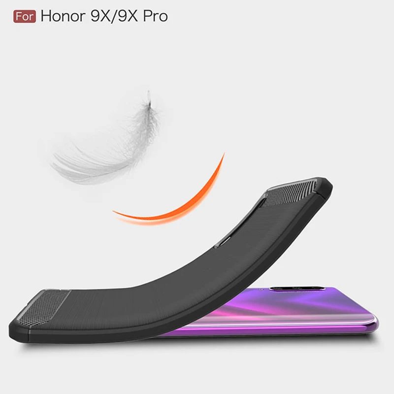 Мягкий чехол для huawei Honor 9X Pro силиконовый углеродное покрытие ультратонкий