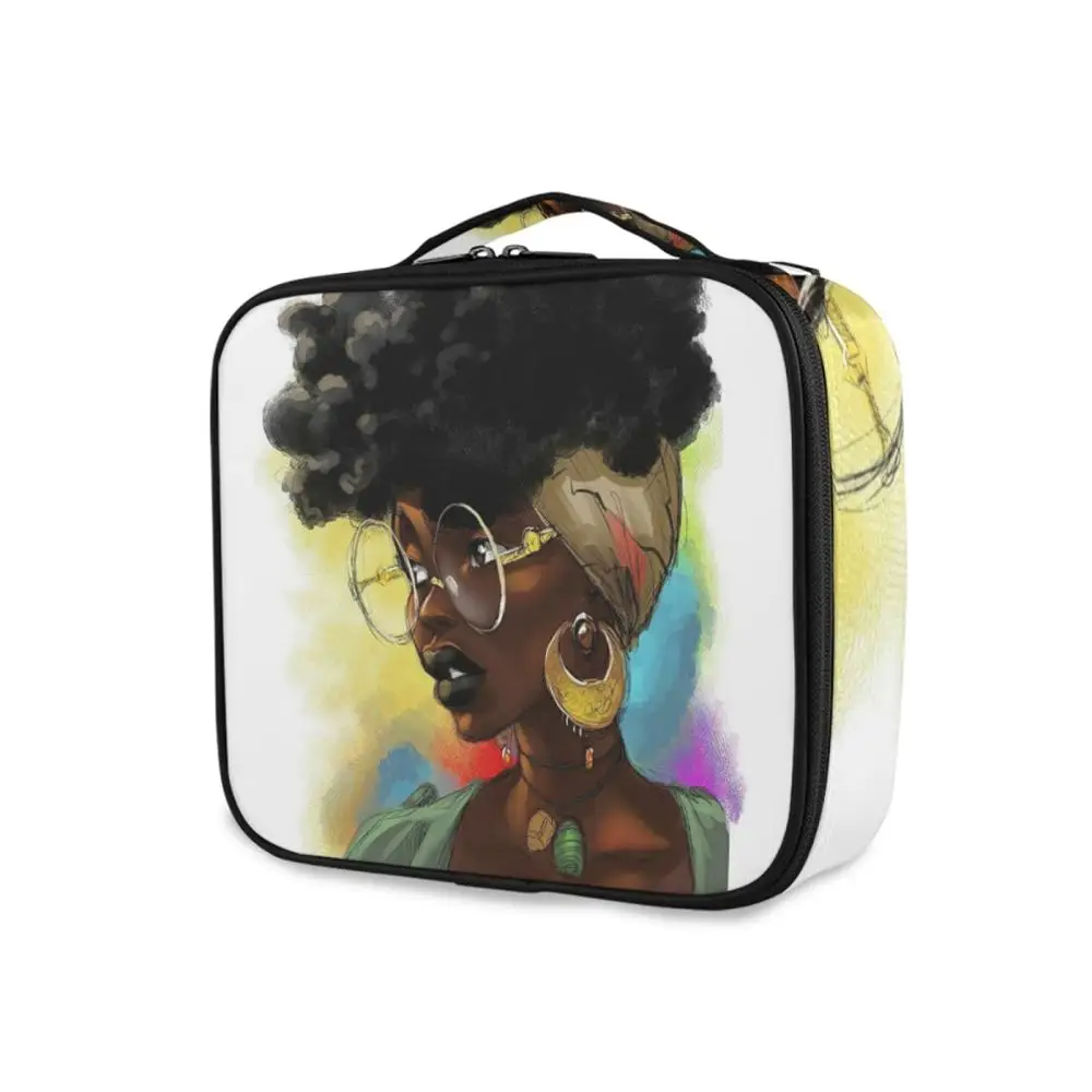 Модная простая косметичка афро девушки черная женская на молнии Женский