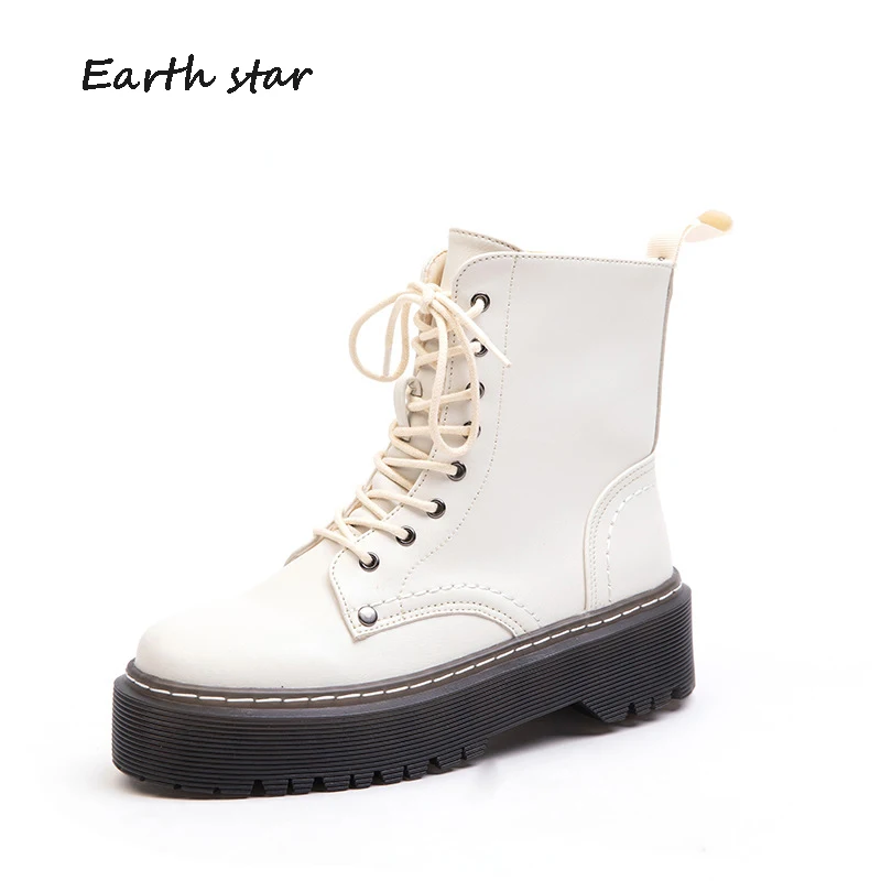 

Женские ботинки-мартинсы на толстой подошве, с перекрестной шнуровкой, осень 2020