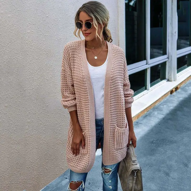 

Long Cardigan Women 2020 Autumn Winter Warm Knit Cardigan Female Striped Long Sweater Ladies Knitted Cardigans For Women