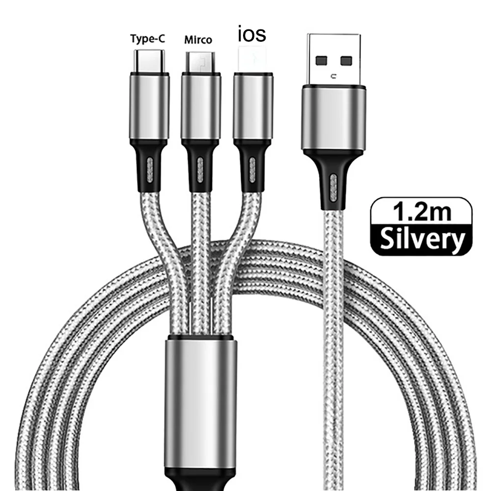 

3 In1 Micro USB Type C Charger Cable Multi Usb Port Multiple Usb Charging Cord Usbc Mobile Phone Wire For Samsung