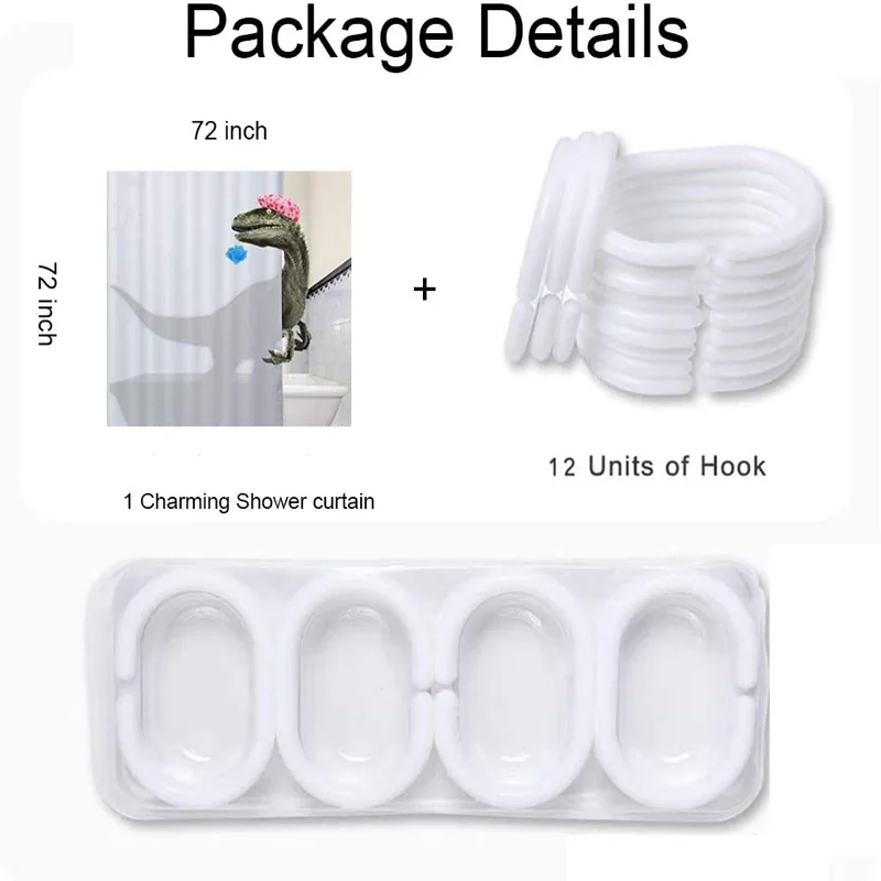

Dinosaur Raptor Waterproof Shower Curtain for Bathroom Fabric Cloth Waterproof Shower Curtains Shower Stall Curtain with Hooks