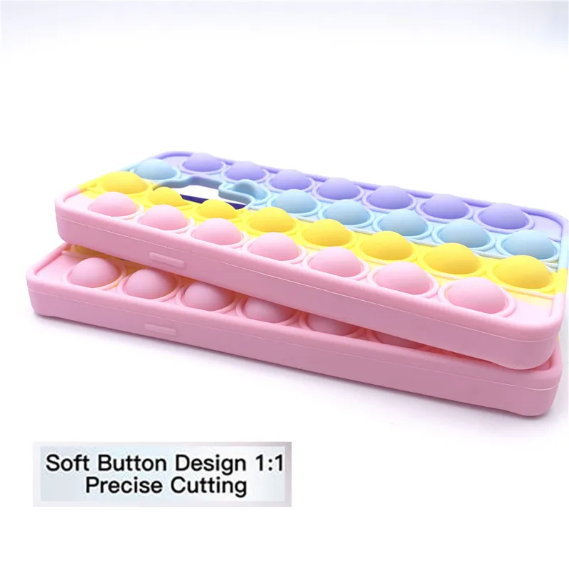 

Push It Relieve Stress Fidget Toy Pop Bubble Phone Case for Vivo X60 X50 X30 V11 S1 Pro Y70s Y52s Y55 Soft Silicone Rainbow Capa