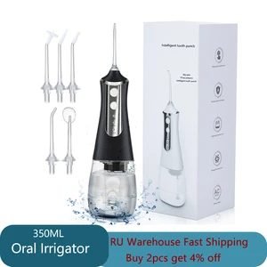 Portable Oral Irrigator Usb Rechargeable Water Flosser Dental Water Jet 350ML Water Tank Waterproof Teeth Cleaner