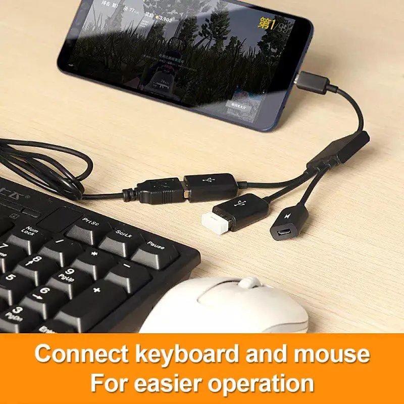 1 pcs 3 In Durable Type-C Male To Female USB Port Game Mouse Keyboard Cable Adapter For Android Tablet Smart Phone Adapters |