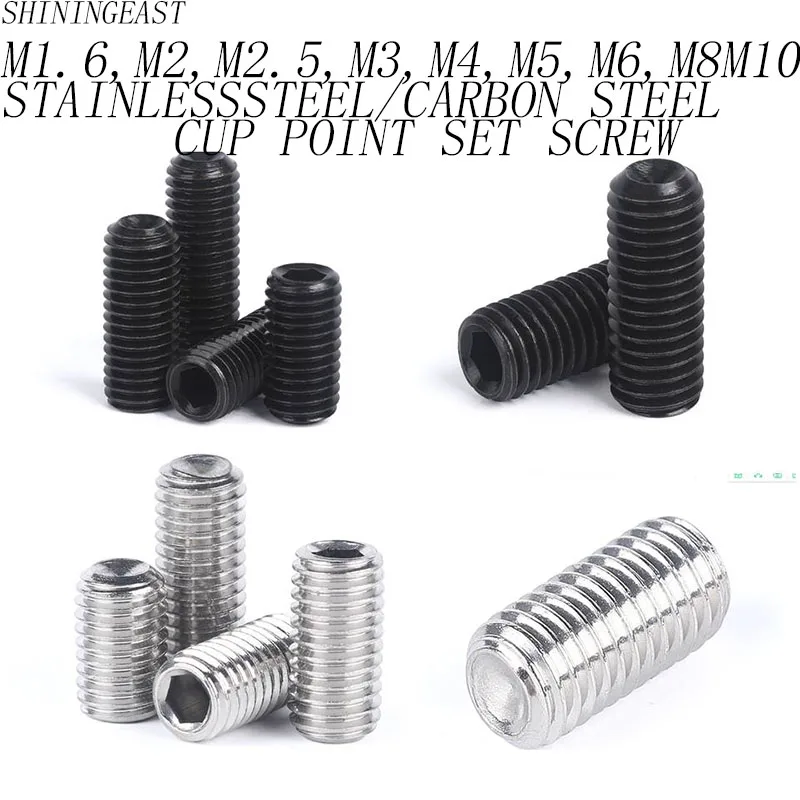 

M1.6M2M2.5M3M4M5M6M8M10stainless steel304 12.9 carbon steel hex socket cup point set screw headless grub screw1181