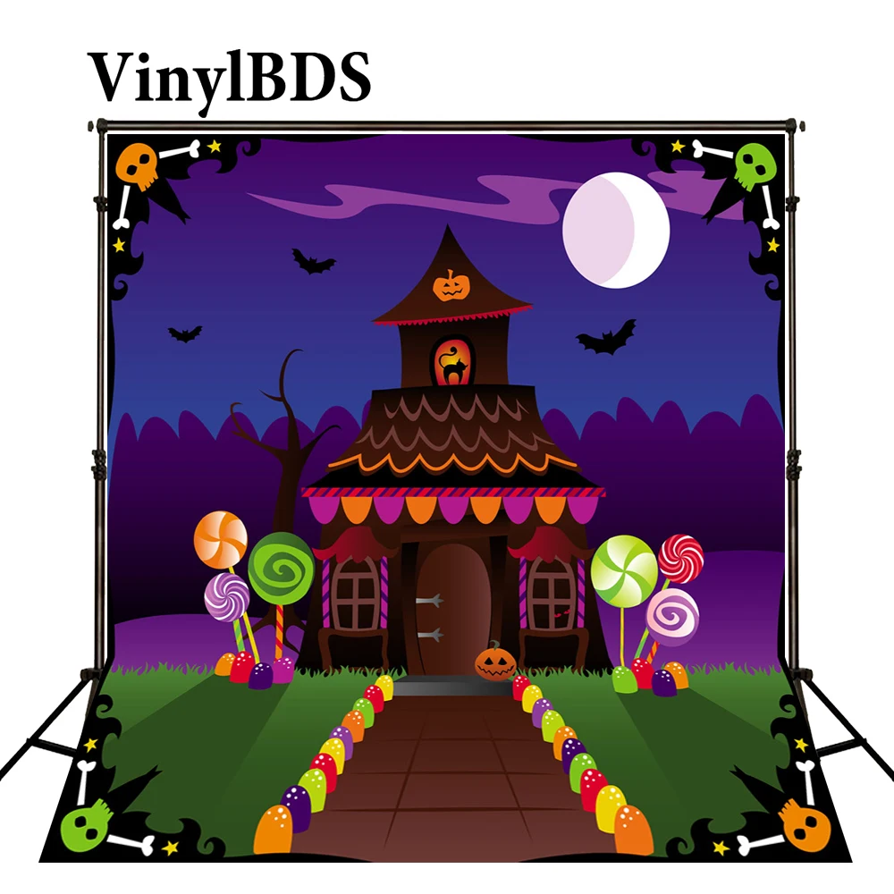 VinylBDS Хэллоуин фоны сказочный мир Конфеты дом леденец мультфильм фото фон для