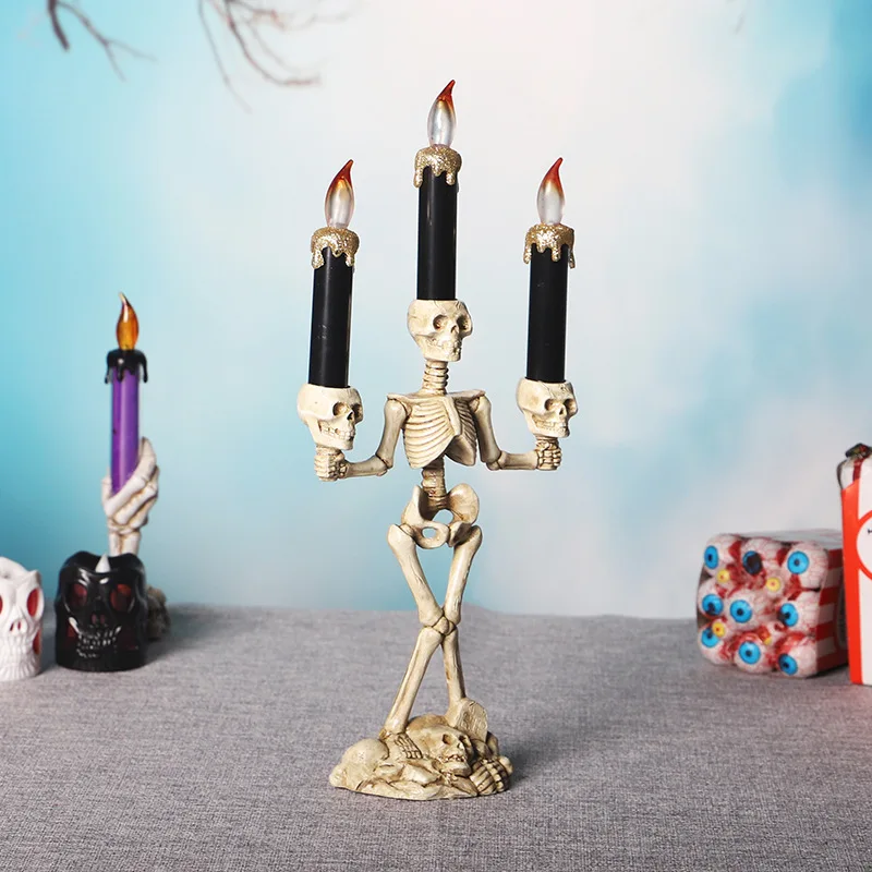 Хэллоуин огни в форме черепа подсвечники LED фестиваль свеча светящиеся Бар