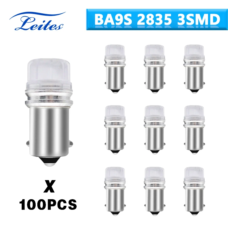 

100PCS T10 BA9S 2835 3SMD Canbus LED car Light W5W 194 Error Free White Light Bulbs Indicator Side Marker Interior Vehicle
