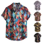 Гавайская рубашка Aloha с цветочным принтом для мужчин, лето 2021, быстросохнущая пляжная одежда с короткими рукавами, повседневная одежда на пуговицах для отпуска, мужская рубашка