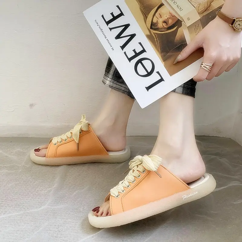 

Summer 2020 new student sandals and slippers women wear fashionable wild flat bottom half slippers tide shoes Z834