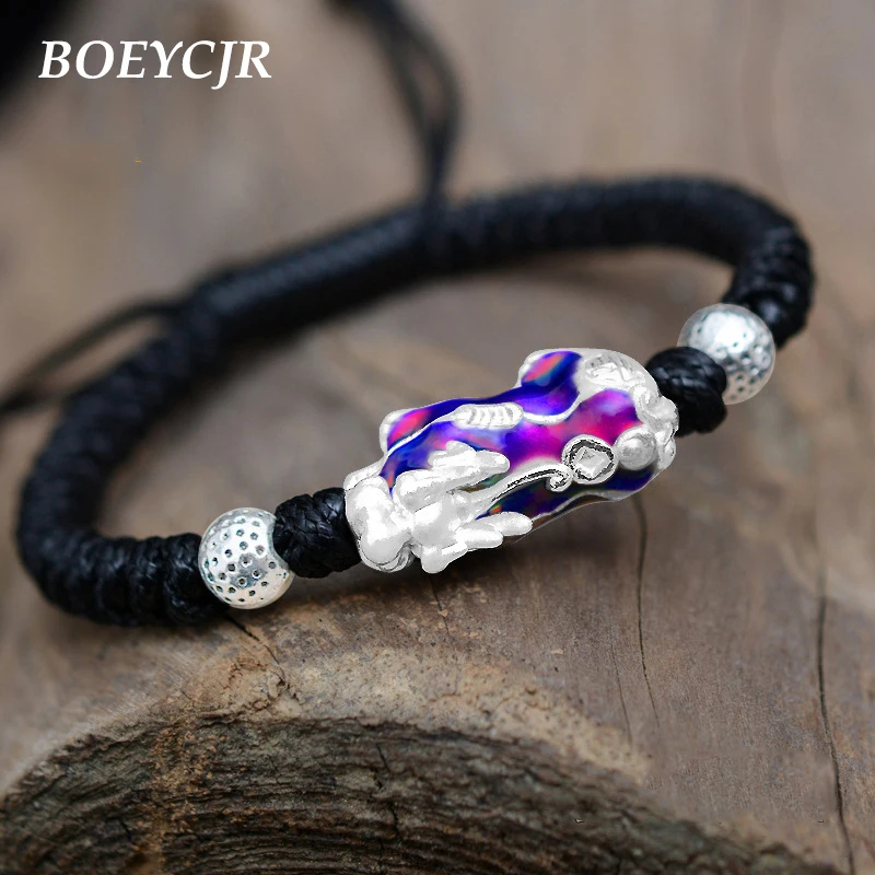 Мужские и женские браслеты BOEYCJR из серебра 999 пробы с цветными изменениями