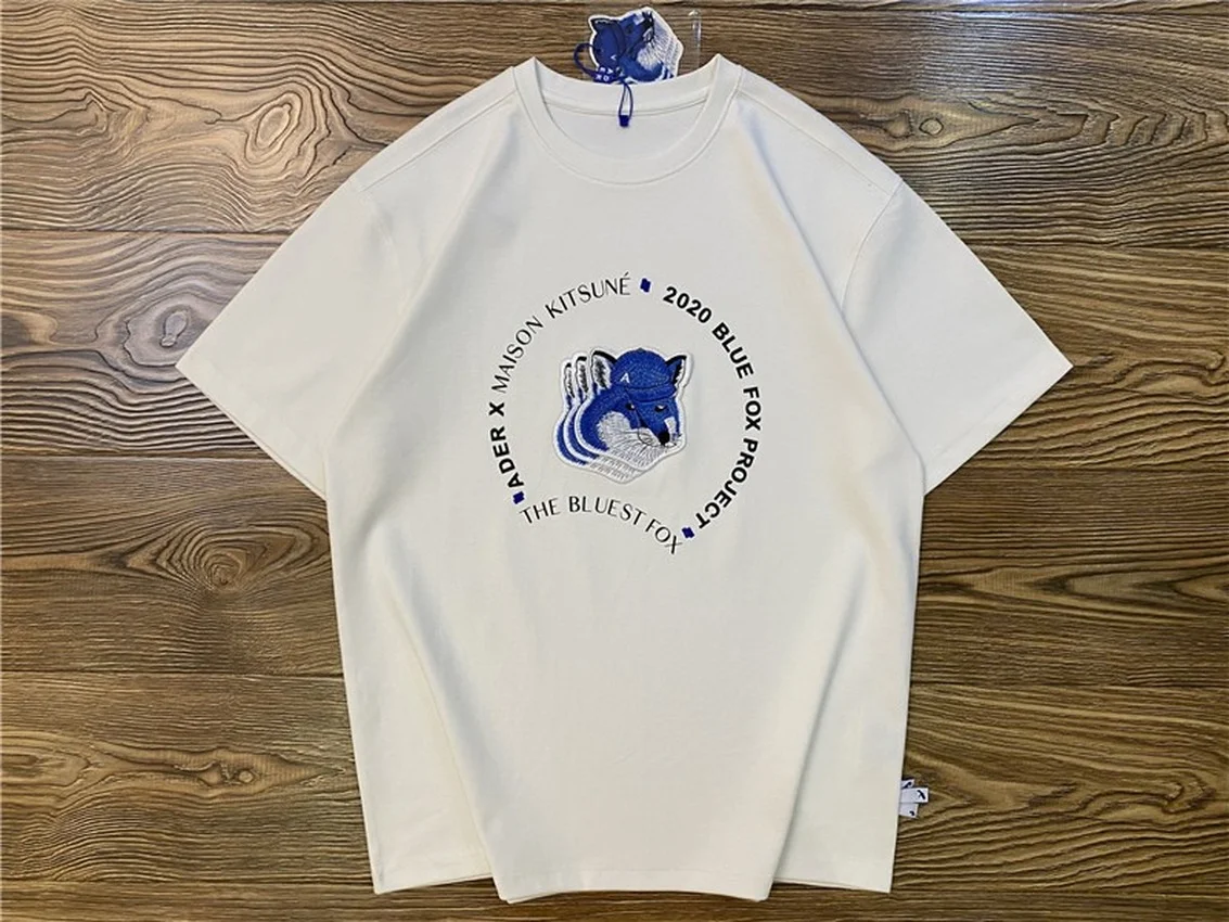 

2021ss Fox Adererror Maison Kitsune T-shirt Men Women 1:1 High Quality Fashion Casual Washed Ader Error Tops Tee