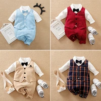 malapina newborn baby boys gentleman formal suit romper clothes long sleeve jumpsuit bow tie tuxedo outfit for 0 24m bebes gift