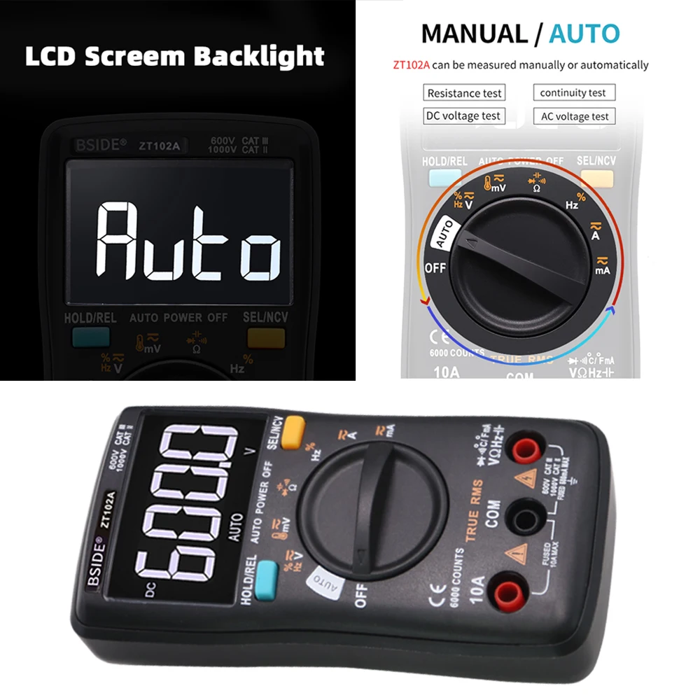 Цифровой мультиметр BSIDE профессиональный с разрешением 6000 отсчетов True RMS