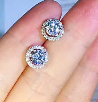 Модные большие круглые серьги-гвоздики с бриллиантами сверкающие серьги AAA