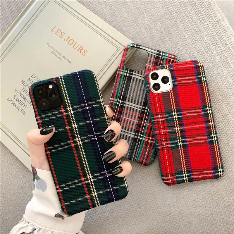 Ретро решетки холст тряпичный чехол для iphone 11 11Pro Max XS X XR 7 8 Plus Мягкий силиконовый