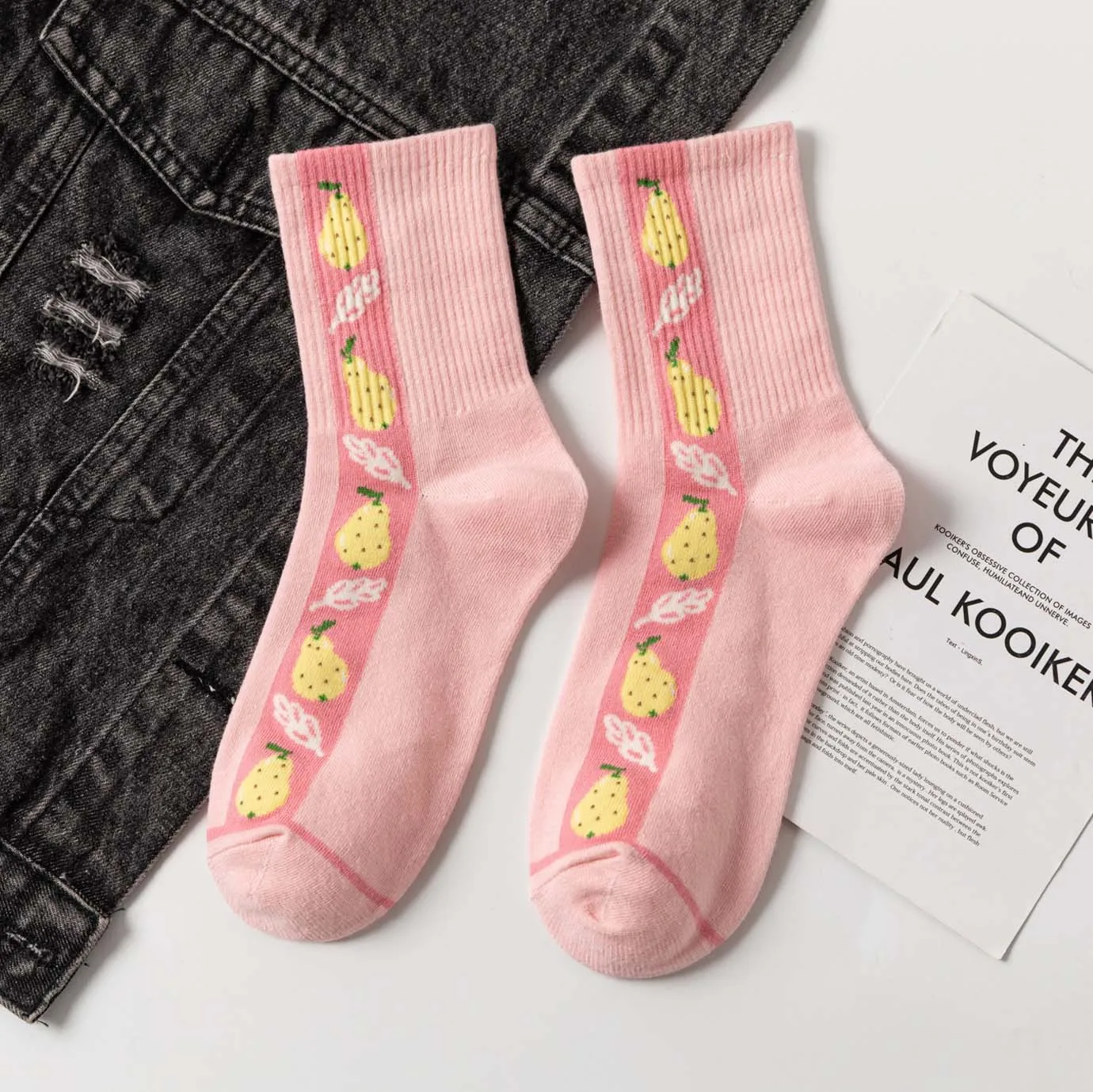 

Socks female mid-tube new fruit socks autumn Japanese trend student socks personality long-tube sports women's socks