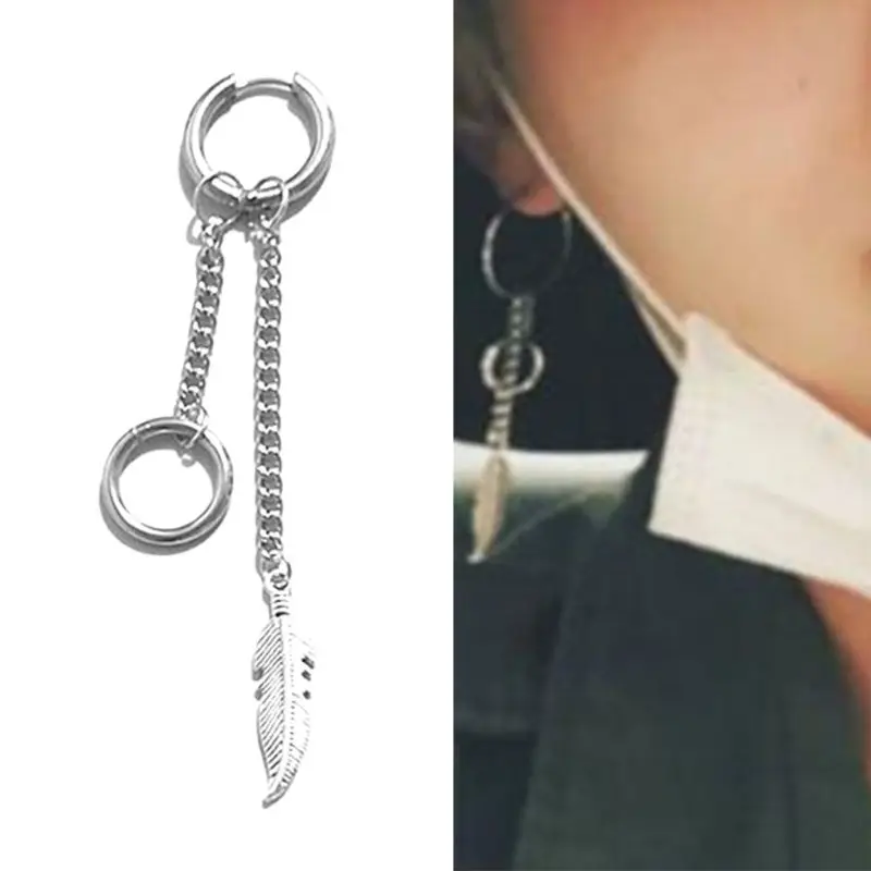 

10 Pcs/set Personality Versatile Men and Women Earrings Simple Stylish Long Stainless Steel Silver Color Ear Jewelry E56A