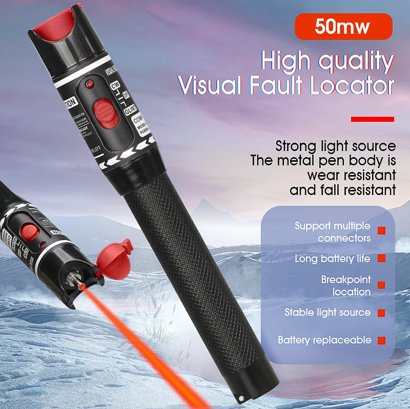 

Visual Fault Locator,Fiber Optic Cable Tester 5-50KM Range,Red Laser Light Pen