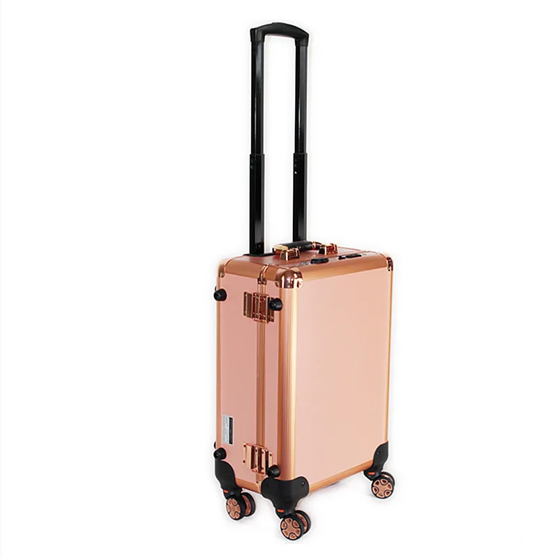 

Roller Cosmetic Case Makeup Luggage with Light Aluminum frame Suitcase with wheel