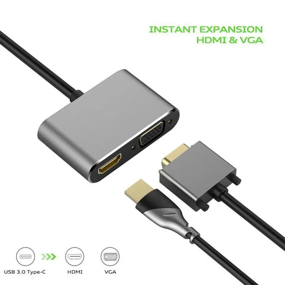 Адаптер концентратор с разъемами USB 3 0 и Type C на PD для зарядки VGA 4K HDMI переключатель