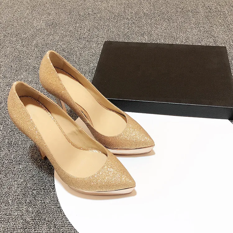 2020 весенние женские сверкающие блестящие туфли с подвесными камнями Туфли