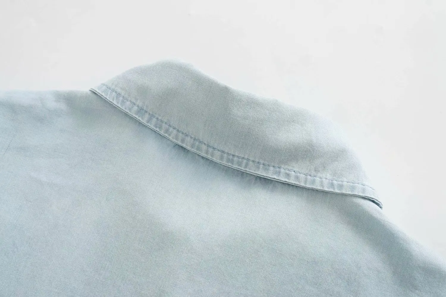 

European and American Women's Wear New Collared Shirt-style Lotus-leaf Denim Dress