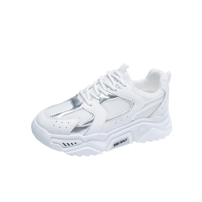 

Chunky Sneakers Casual Vulcanized Shoes Woman High Platform Sneakers Lace Up White Sneakers Women Breathable New Female Shoes 40