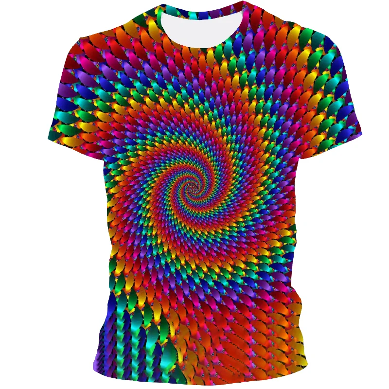 

2021 3D printing T-shirt technology abstract pattern T-shirt men's round neck fashion style short-sleeved T-shirt